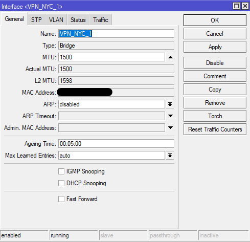Mikrotik Bridge configuration