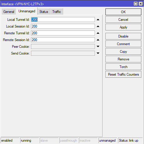 Mikrotik L2TPv3 configurations